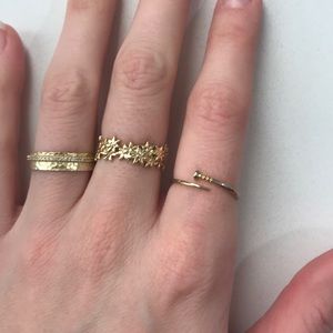 Gold and silver delicate nail wrap open ring